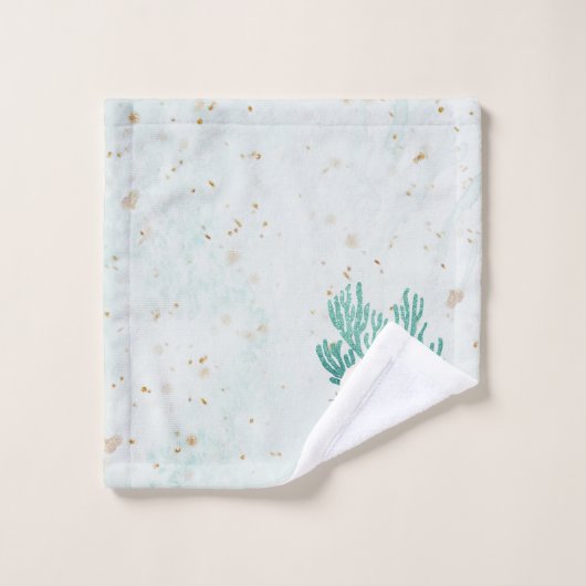 Kuststrand ZEEEN en koudebanden Turquoise Glitter Bad Handdoek (Wasdoekje)