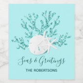 Kuststrand Zeeen & Groeten Christmas Beach Wijn Etiket (Enkel label)