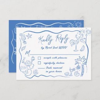 Kuststrand Zeemeerminnen Tekeningen Bachelorette W RSVP Kaartje