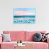 Kuststrand zonsopgang blauw roze groen canvas kuns (Insitu (Woonkamer))