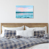 Kuststrand zonsopgang blauw roze groen canvas kuns (Insitu (Slaapkamer))