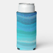 Kuststrand zoute golven op turquoise seltzer blikjeskoeler (Seltzer Voorkant)