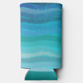 Kuststrand zoute golven op turquoise seltzer blikjeskoeler (Achterkant)