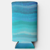 Kuststrand zoute golven op turquoise seltzer blikjeskoeler (Voorkant)