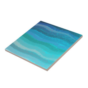 Kuststrand Zoute Golven Op Turquoise Tegeltje