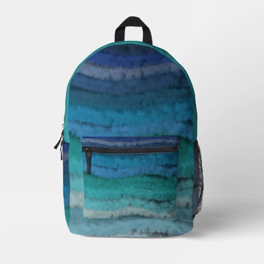 Kuststrand Zoute Golven Op Zwart Bedrukte Rugzak (Voorkant)