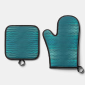 Kuststrand Zoute Turquoise Golf Abstract ontwerp Ovenwant & Pannenlap Set (Voorkant)
