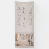 Kuststrandbruiloft | Neutrale Boho-ontvangst Spandoek (Verticaal)