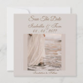 Kuststrandbruiloft, Zachte Neutraal, Bewaar de Save The Date (Voorkant)