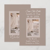 Kuststrandbruiloft, zachte neutrale bruid Save The Date (Voorkant / Achterkant)