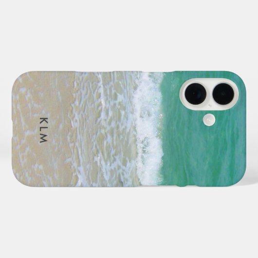 Kuststrandgolven op zandmonogram Case-Mate iPhone case (Achterkant (horizontaal))