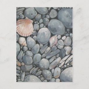 Kuststrandkeien en schelpen Schilderij Print Briefkaart
