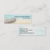 Kuststrandscène met houten roeiboot Mini Business Visitekaartje (Voorkant / Achterkant)