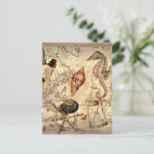 Kuststrandzeeslag Nautical Map Briefkaart (Staand voorkant)