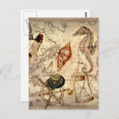 Kuststrandzeeslag Nautical Map Briefkaart (Voorkant / Achterkant)