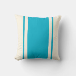Kuststreep Worpkussen – Turquoise & Crème Kussen