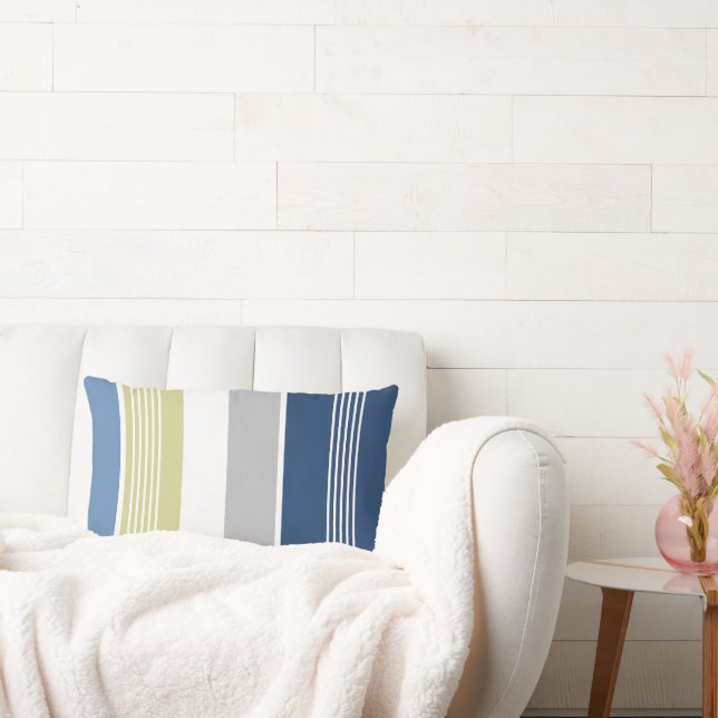 Kuststrepen blauw en wit kussen (Bank)
