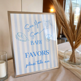 Kuststrepen Jongen Zee Jou Baby Shower Favor Bord Poster