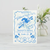 Kustsurfen zeemeermin vrijgezellenweekend kaart (Staand voorkant)