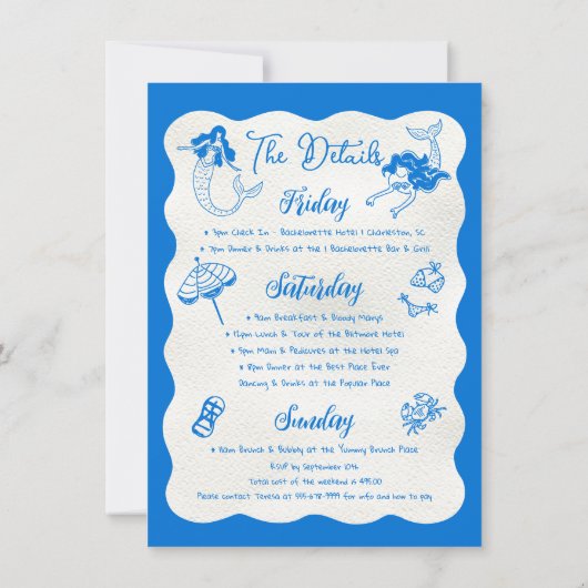 Kustsurfen zeemeermin vrijgezellenweekend kaart (Achterkant)