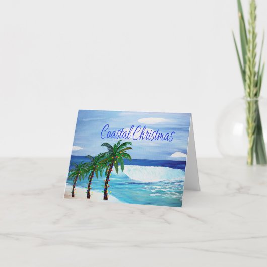 Kustsurfer vakantie palmboom wenskaarten. feestdagen kaart (Voorkant)