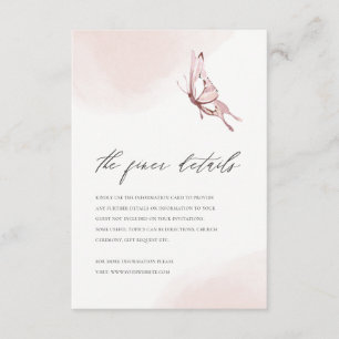 KUSTTE BLUSH WATERVERF BUTTERFLY WEDDING DETAILS INFORMATIEKAARTJE