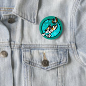 KUSTTE CARTOON CAT MERMAID ROUND PIN BACK BUTTON (In situ)