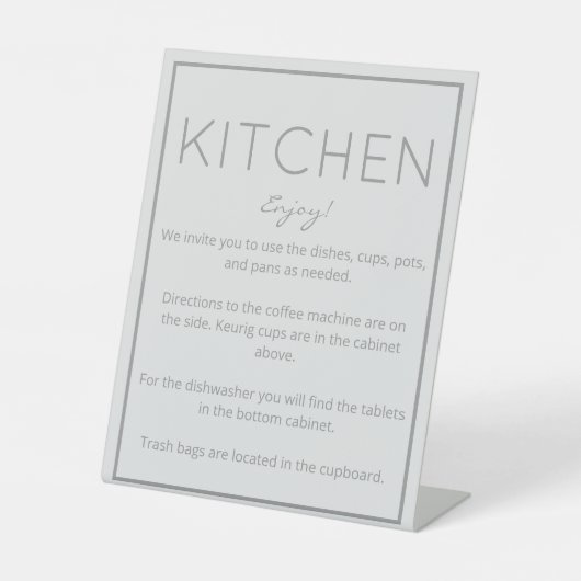 Kustteller voor kuststrand Gray Kitchen Reclamebord Met Voetstuk (Voorkant)