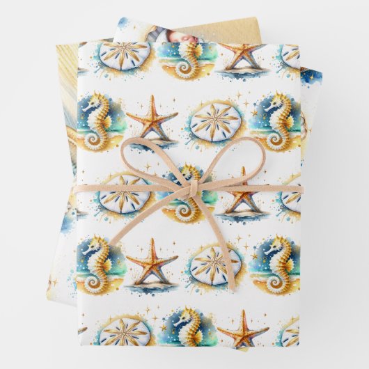 Kustthema Beachy Boy's Baby shower Inpakpapier Vel (In situ)