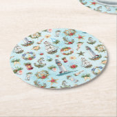 Kustthema Nautical kerstvuurtoren Beach Ronde Kartonnen Onderzetter (Gebogen)