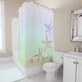 Kustthema Starfish op Aqua Pastel Pattern Douchegordijn (In situ)