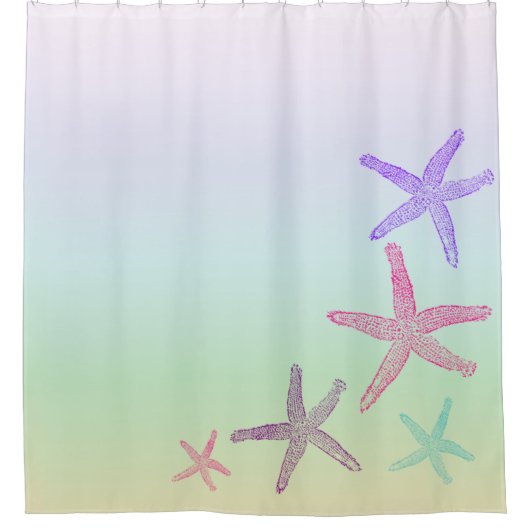 Kustthema Starfish op Aqua Pastel Pattern Douchegordijn (Voorkant)