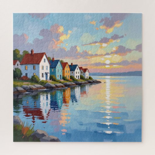 Kustthema | Strandhuizen aan de baai Legpuzzel (Verticaal)