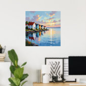 Kustthema | Strandhuizen aan de baai Poster (Thuiskantoor)
