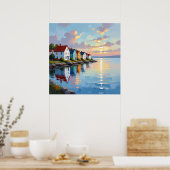 Kustthema | Strandhuizen aan de baai Poster (Keuken)
