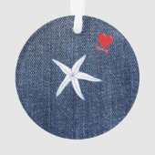 Kustthema Valentijnsdag Rood hart en staarten Ornament (achterkant)