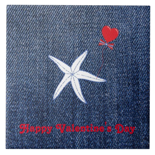 Kustthema Valentijnsdag Rood hart en staarten Tegeltje (Voorkant)