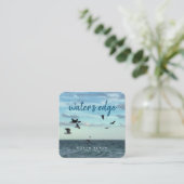 Kustthema (zeegaand, oceaan, lucht, zand) vierkante visitekaartje (Staand voorkant)