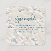 Kustthema (zeegaand, oceaan, lucht, zand) vierkante visitekaartje (Achterkant)