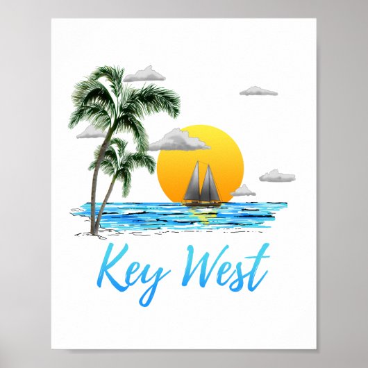 Kusttoets West Sailing Sunset Poster (Voorkant)