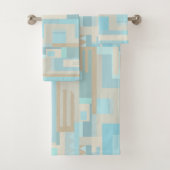 Kusttonen blauw bruin patroon badhanddoekset bad handdoek (Insitu)