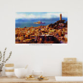 Kusttoren met Uitzicht van Alcatraz Poster (Keuken)