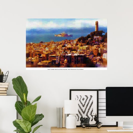 Kusttoren met Uitzicht van Alcatraz Poster (Thuiskantoor)
