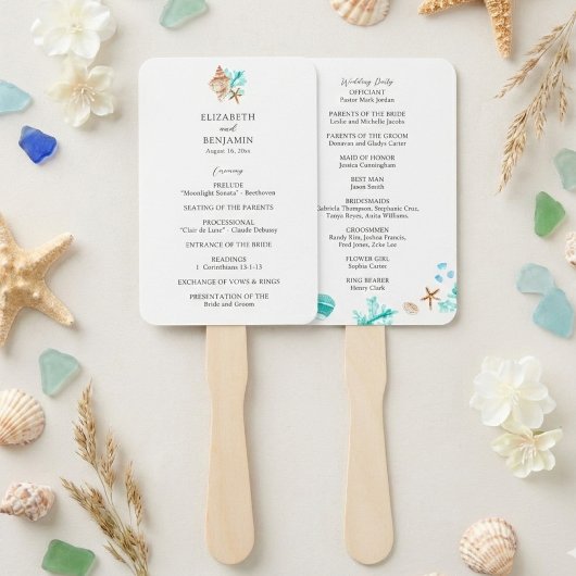 Kusttrouwceremonieprogramma strand tropisch handwaaier