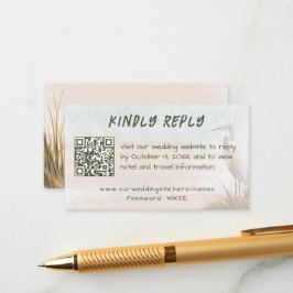 Kusttrouwkaart met reiger Online RSVP bijlage