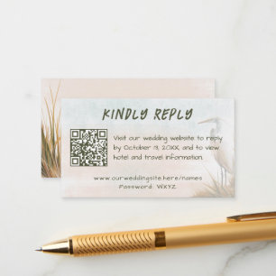 Kusttrouwkaart met reiger Online RSVP bijlage