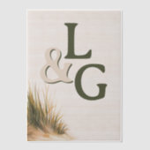 Kusttrouwmonogram Duingras Vellum Uitnodigingen (Voorkant)
