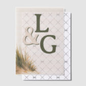 Kusttrouwmonogram Duingras Vellum Uitnodigingen (Offset (Uitnodiging))