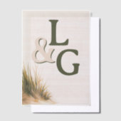 Kusttrouwmonogram Duingras Vellum Uitnodigingen (Offset)