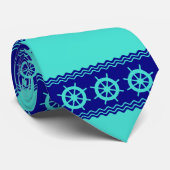 Kustturquoise Blue Stripe Helm Nautical Stropdas (Opgerold)